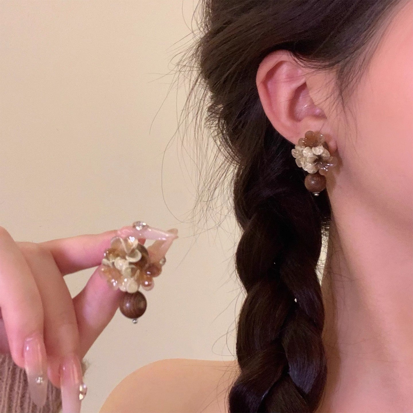 Women's Sier Needle Light Luxury French Retro Geometric Pearl Heart Earrings
