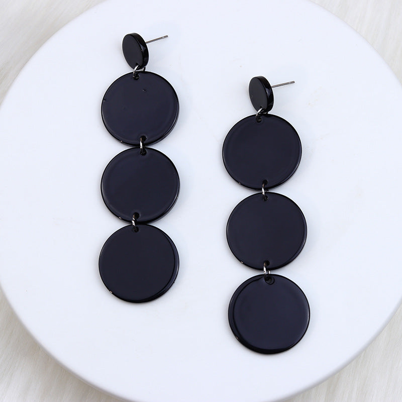 Women's Three-piece Stitching Round Piece Ear Retro Earrings