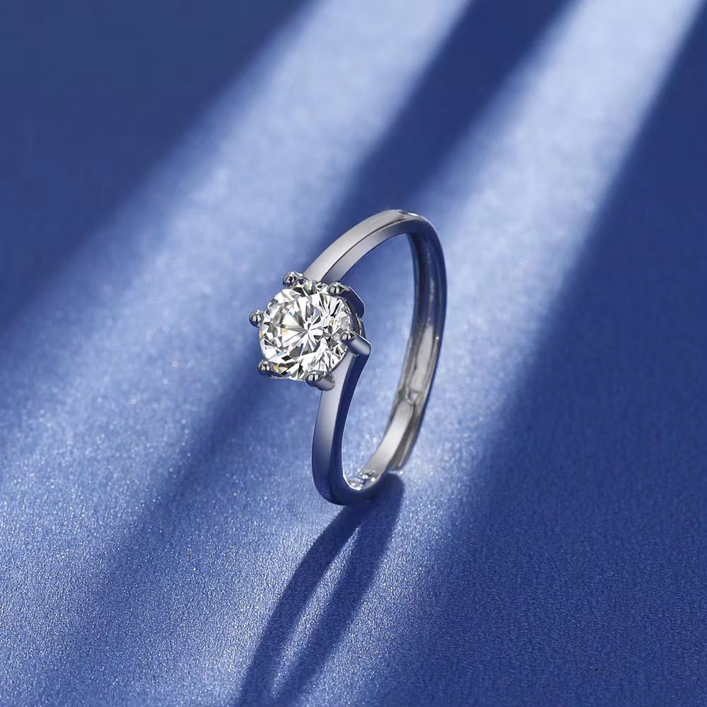 Live Broadcast Sier Moissanite Female Karat Rings