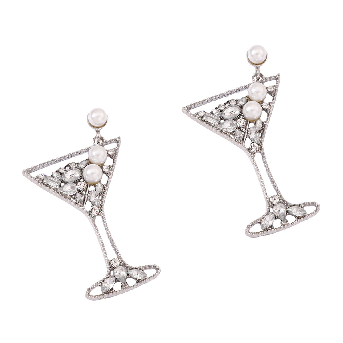 Series Pearl Inlaid Color Diamond Hollow Alloy Earrings