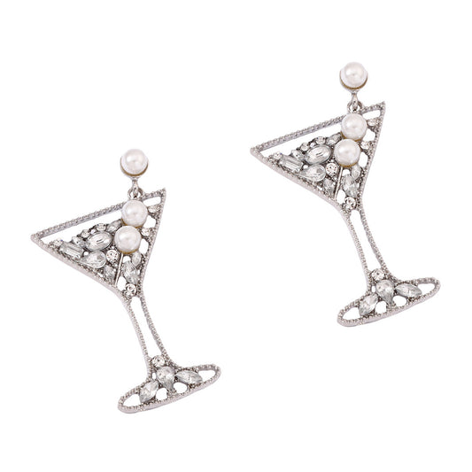 Series Pearl Inlaid Color Diamond Hollow Alloy Earrings