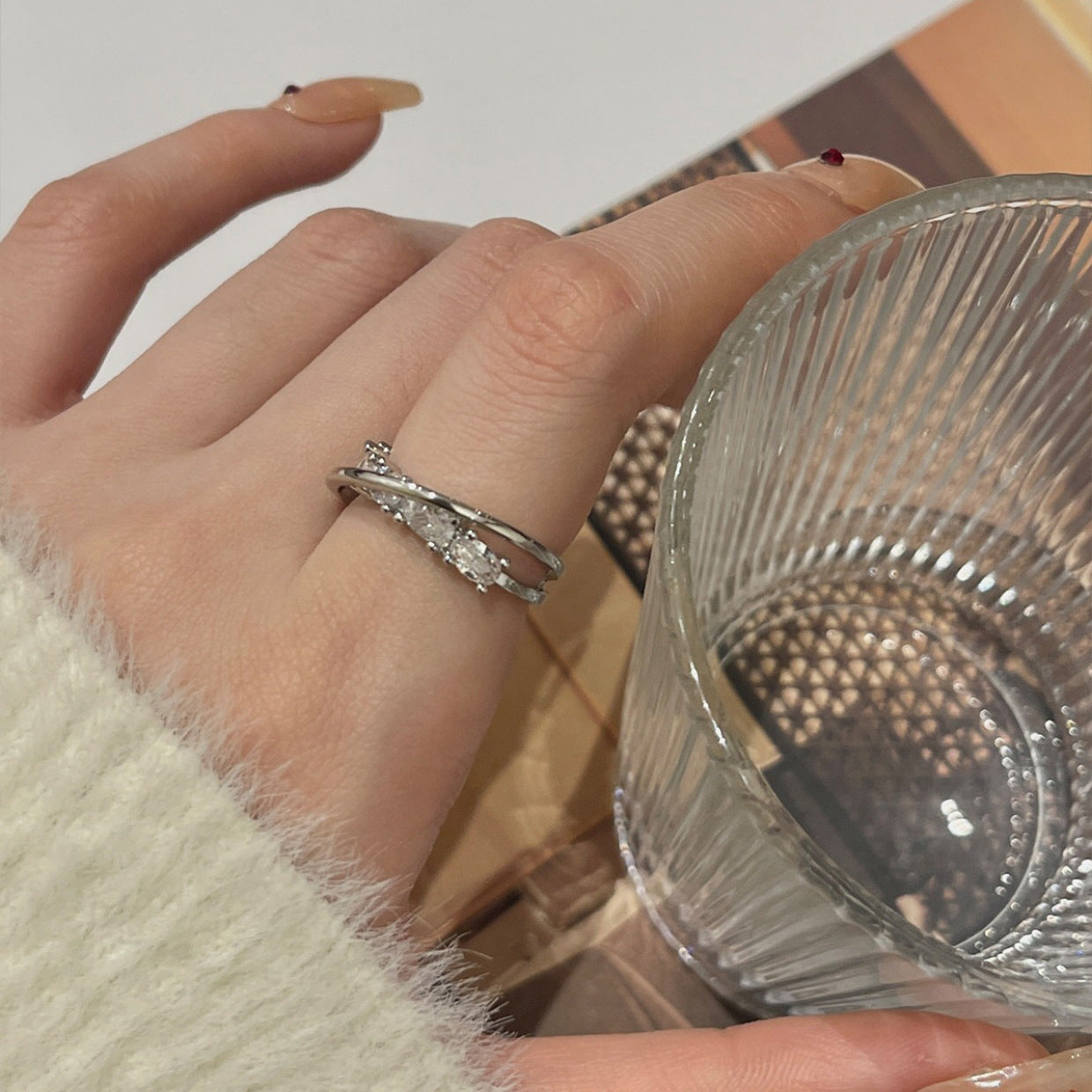 Zircon Female Affordable Luxury Fashion Style Index Finger Design Rings