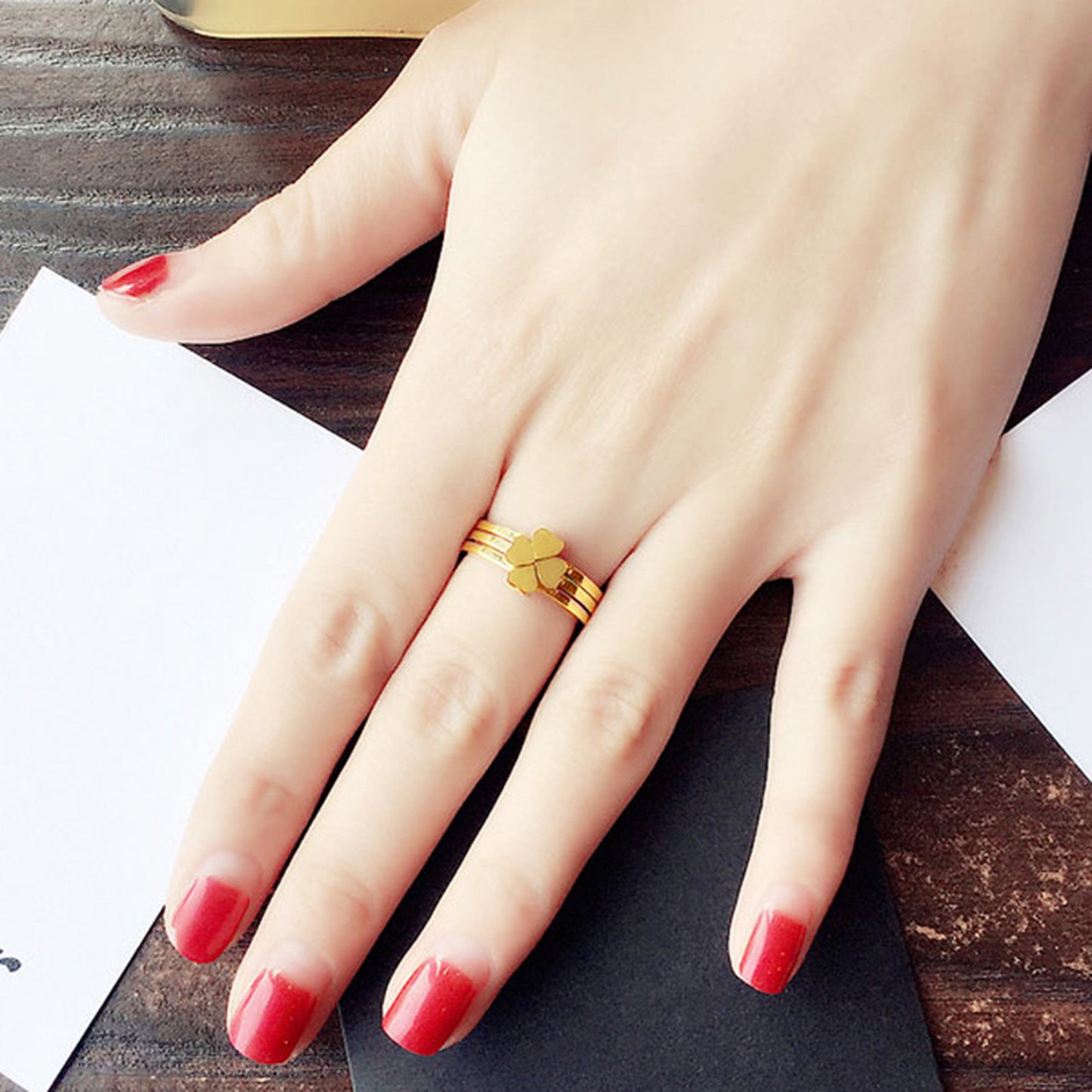 Golden Clover Three-in-one Detachable For Friends Rings