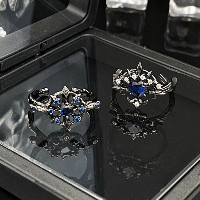 Diamond Open Female Retro Minority Personality Bow Rings