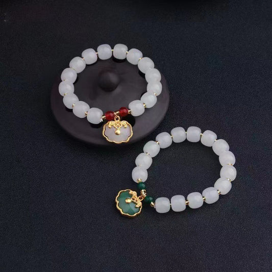 Women's Safe Gold Inlaid With Jade Longevity Bracelets