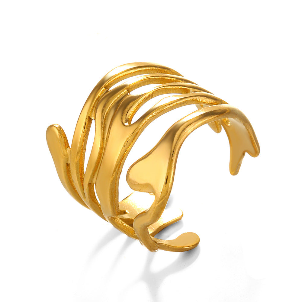 Women's Titanium Steel Fashion Irregular Lava Design Rings