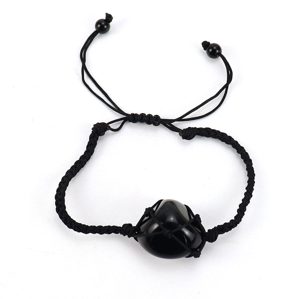 Broadcast Hand-woven Black Jade Thread Crystal Bracelets