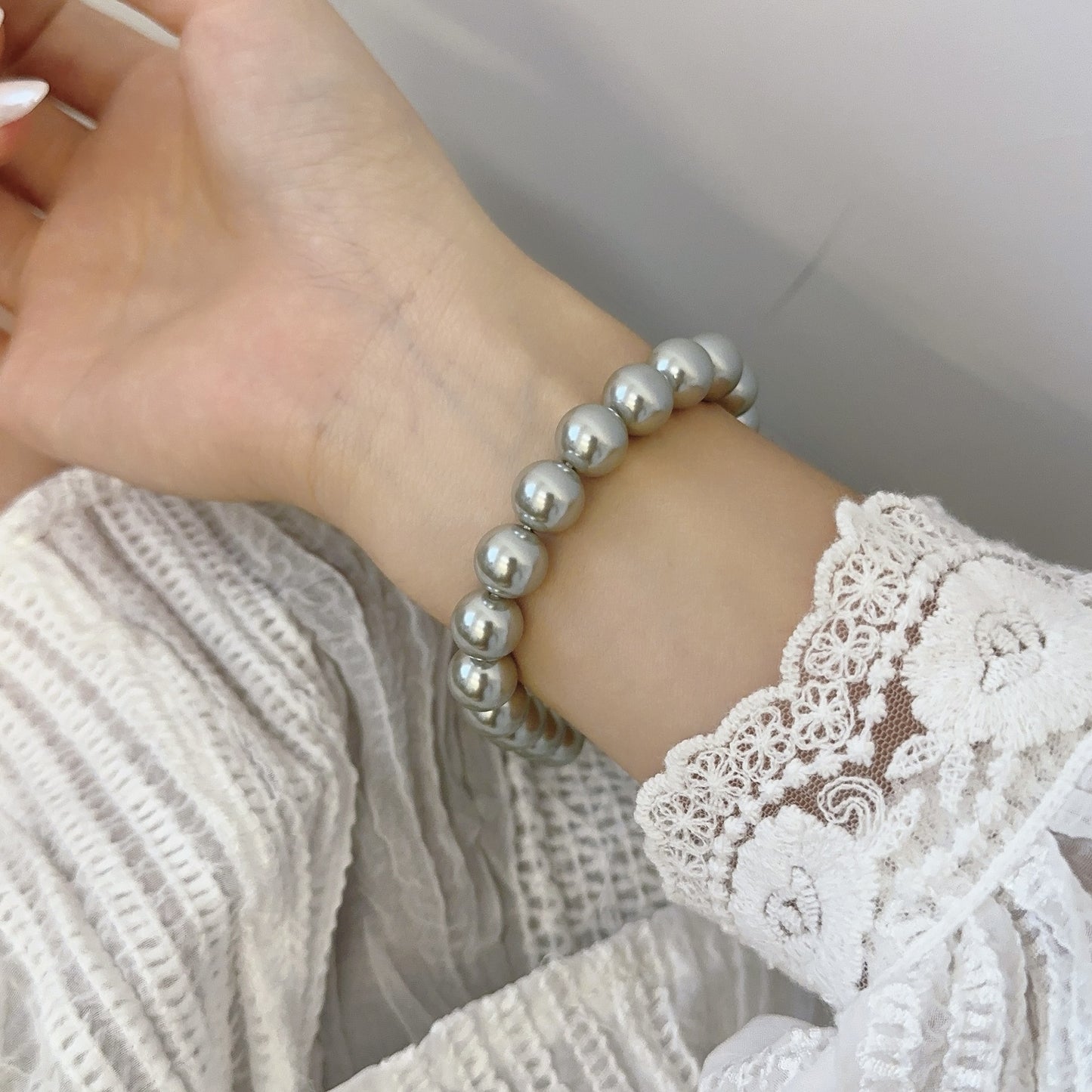 Platinum Sier Gray Beads Design Exquisite Bracelets