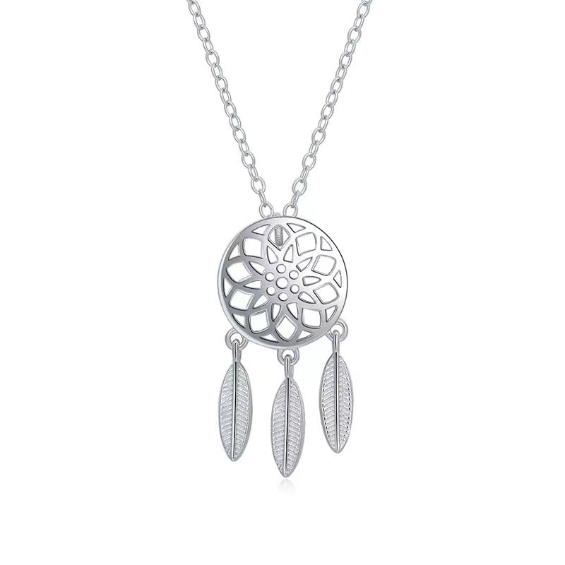 Hollow Flower Feather Cute Tassel Leaves Necklaces
