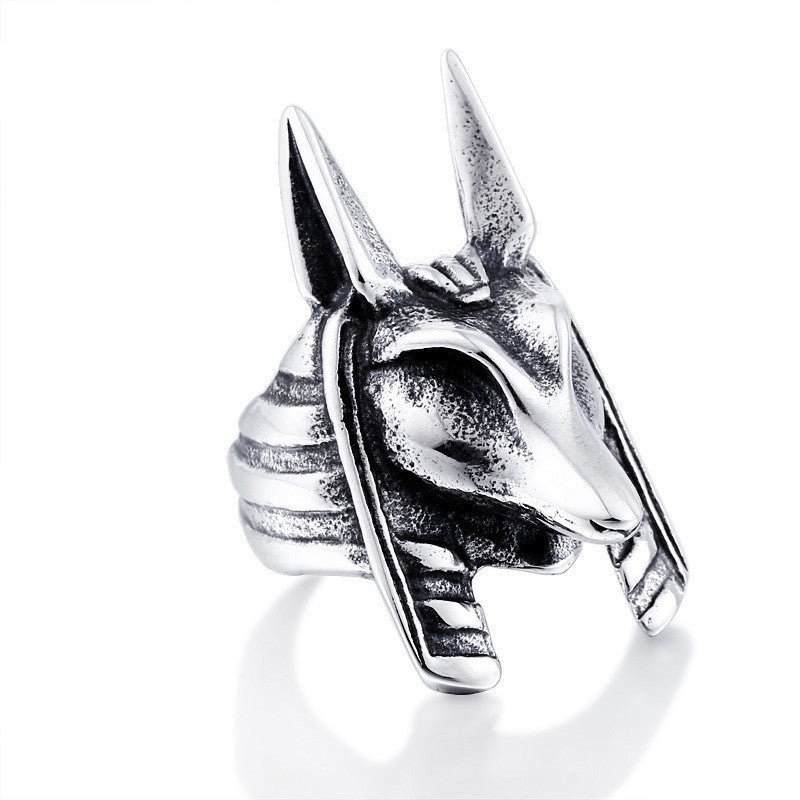 Sier Anubis Self-defense Broken Window Titanium Steel Ring