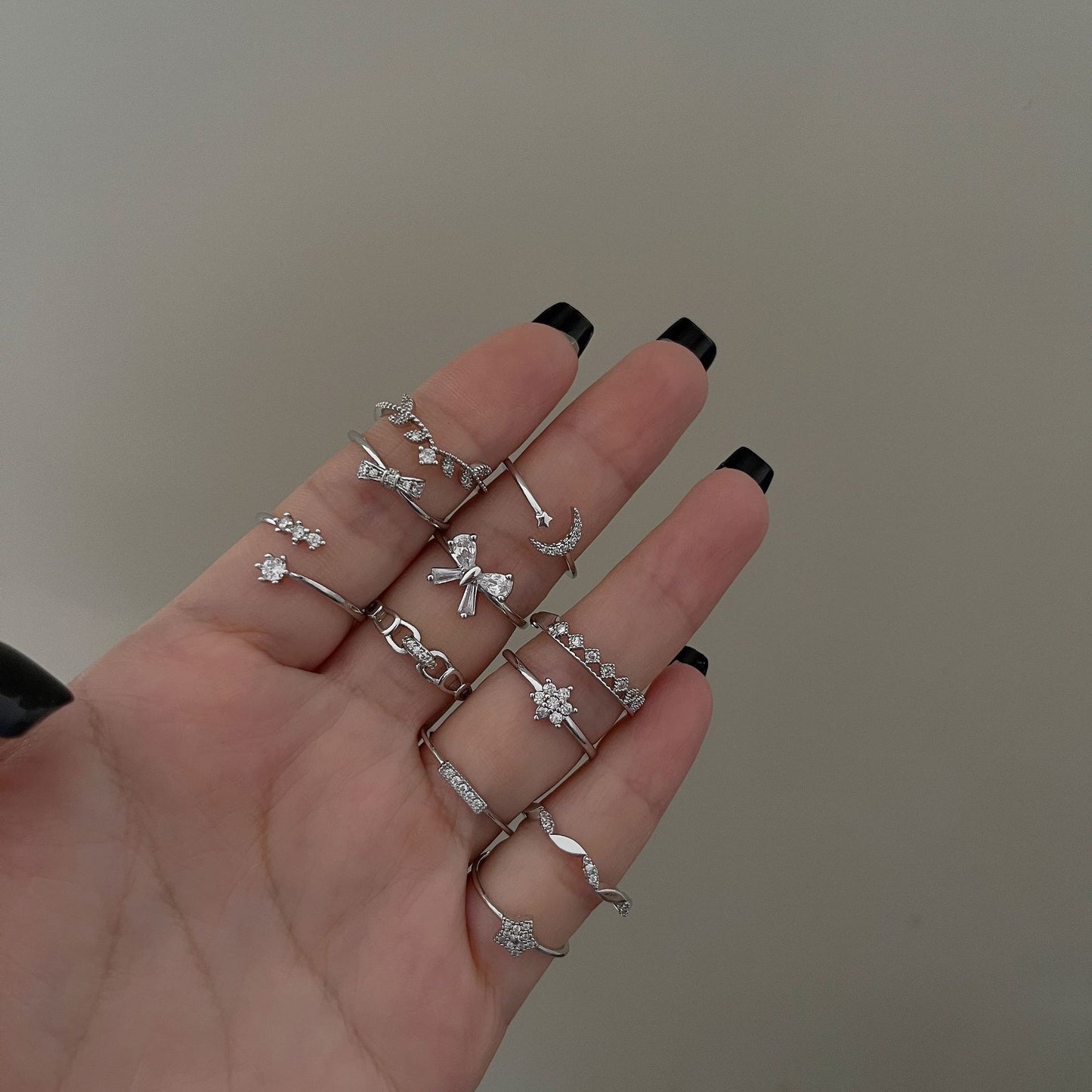 Zircon Bow Opening Adjustable Personality Minimalist Rings