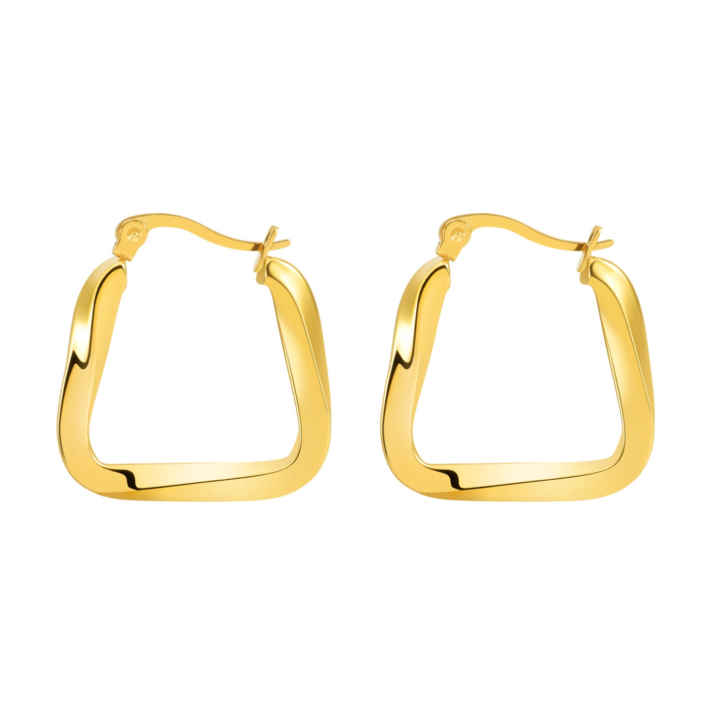 Women's Shaped Titanium Steel Gold-plated Simple Corrugated Earrings