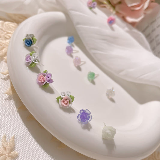 Fresh Macaron Colorful Camellia Simple Beanie Female Earrings