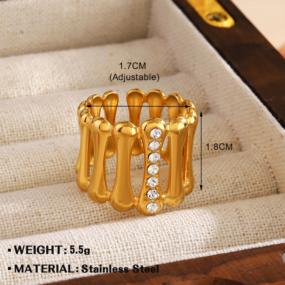 Stainless Steel Simple Diamond Inlaid Female Personalized Hip Rings