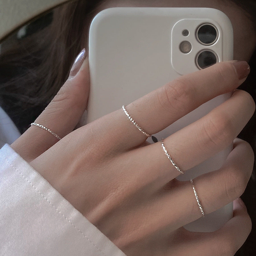 Women's Korean Super Shiny Thin Fashion Personality Simple Rings