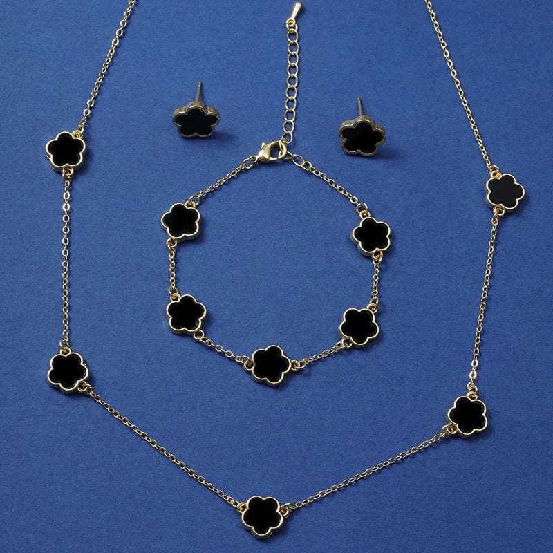 Women's Korean Style Parthenocissus Grass Simple Petal Five-leaf Jewelry Set