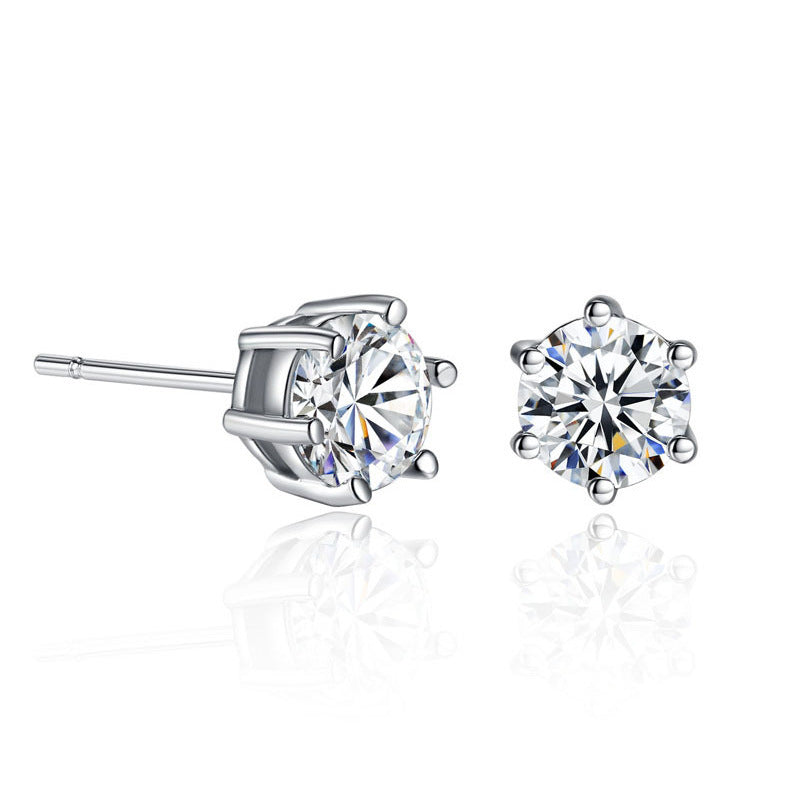 Women's & Men's Simple Sier Diamond Sterling Hip Hop Earrings