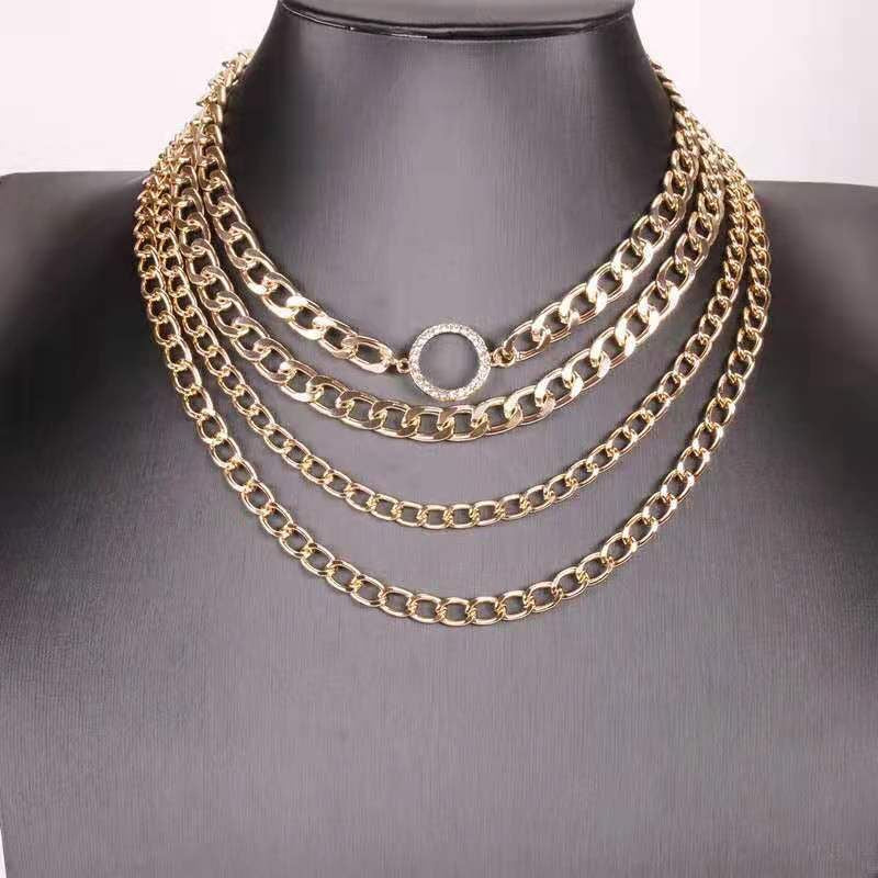 Women's Personality Punk Chain Round Retro Geometric Necklaces