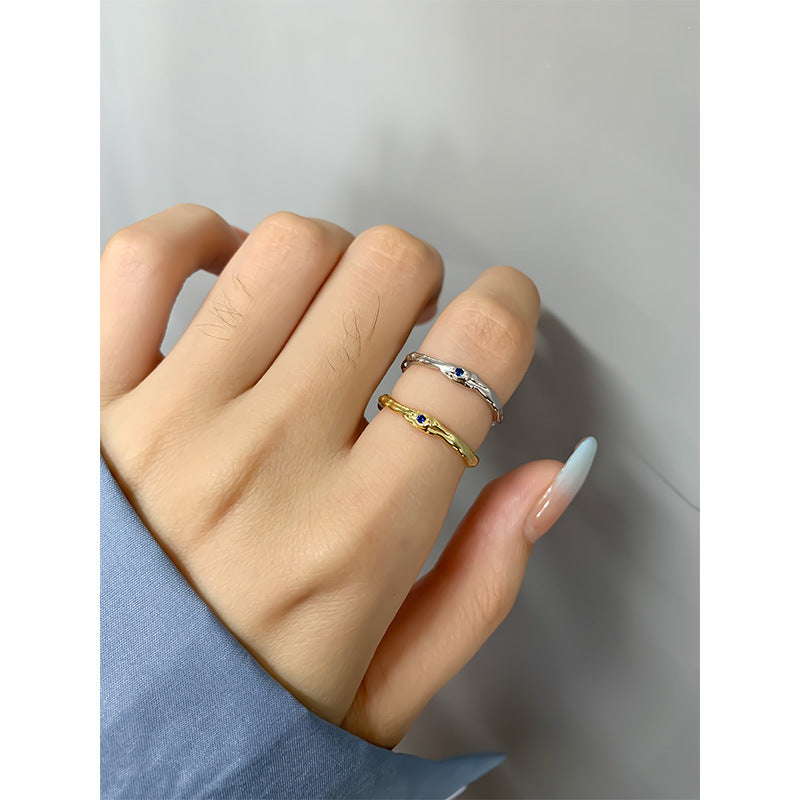 Korean Niche Design Personality Irregular Surface Micro Inlaid Rings