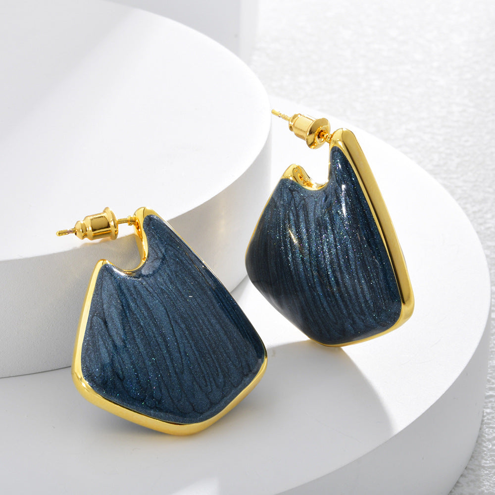 Hollow Enamel Irregular High-key Dignified High-grade Earrings