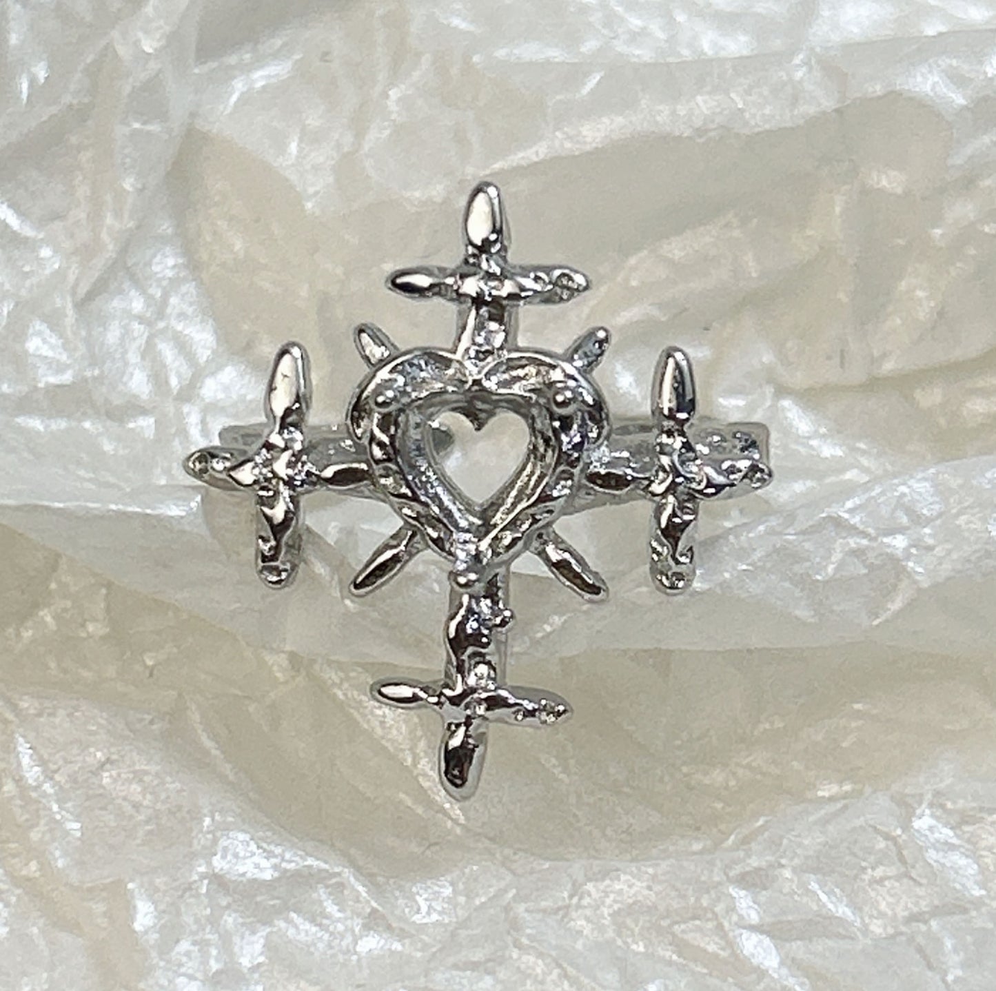 Setting Big Diamond Round Drip Love Open Mouth Inlaid Ring