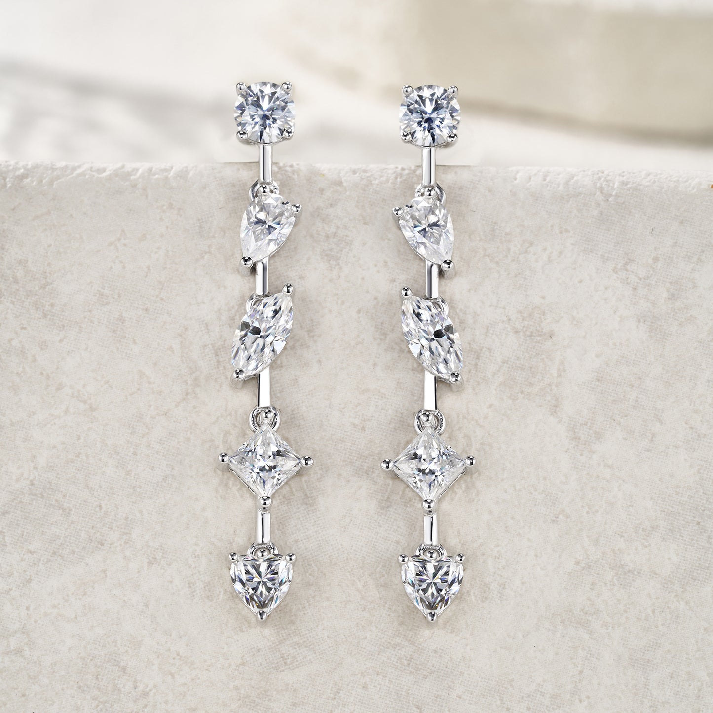 Women's Sterling Sier Moissanite Fashionable Simple Design Earrings