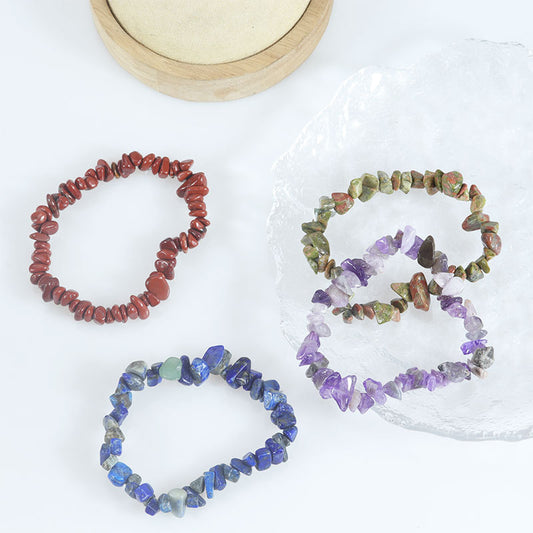 Natural Colorful Gravel Irregular Hand-woven Stretch Bracelets
