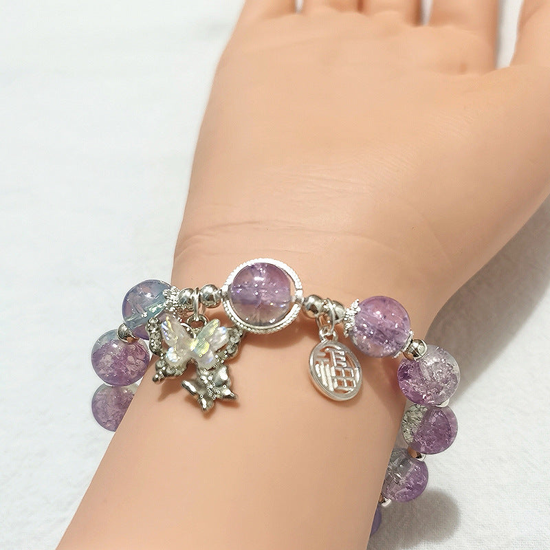 Offer Super Fairy Purple Blue Jade Broken Glass Butterfly Bracelets