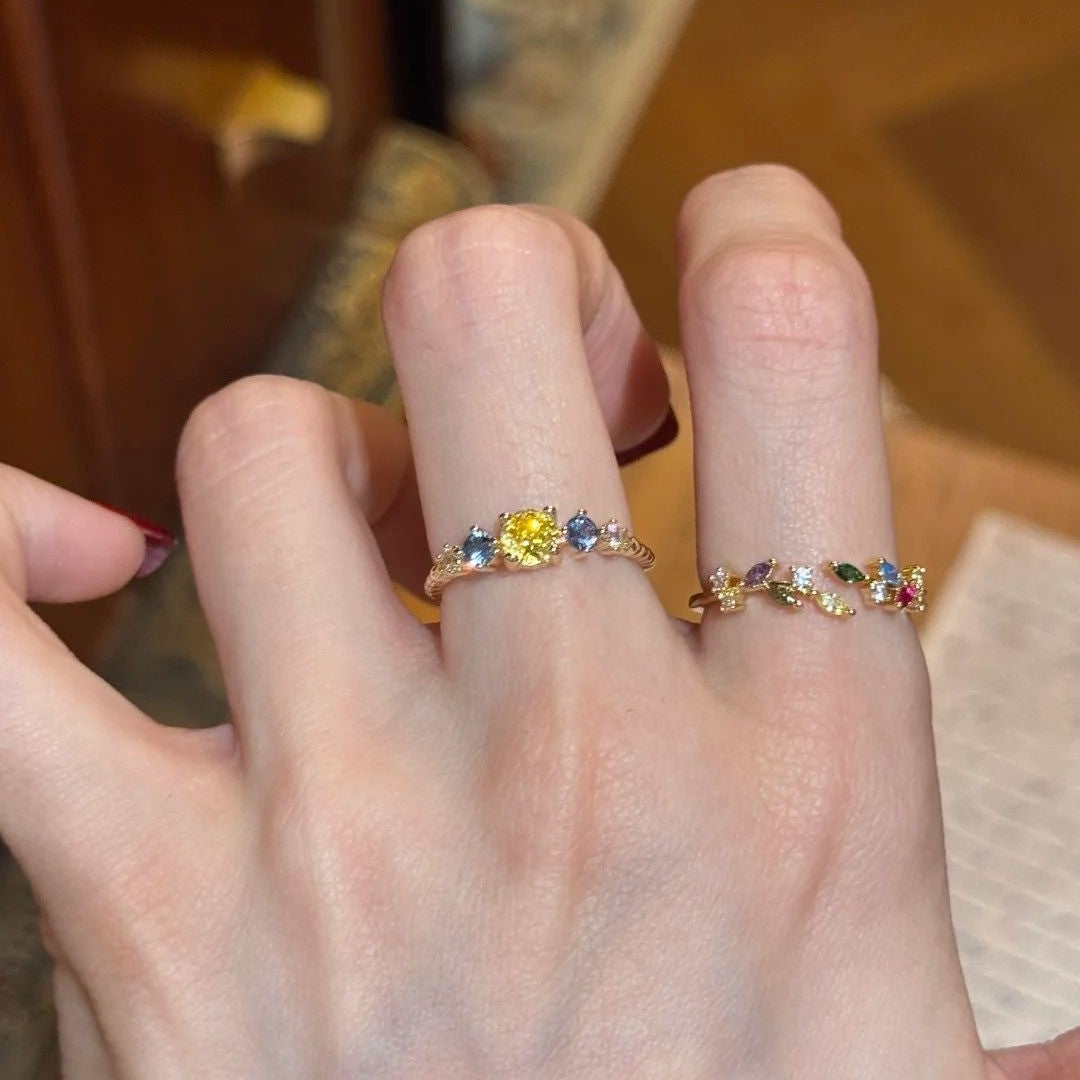 Female Style Unique Niche Design Twin Ring