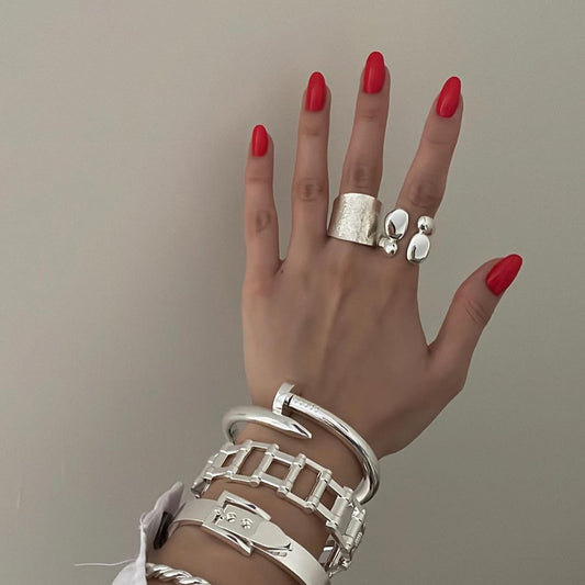 Stainless Steel Style Metal Glossy Minimalist Rings