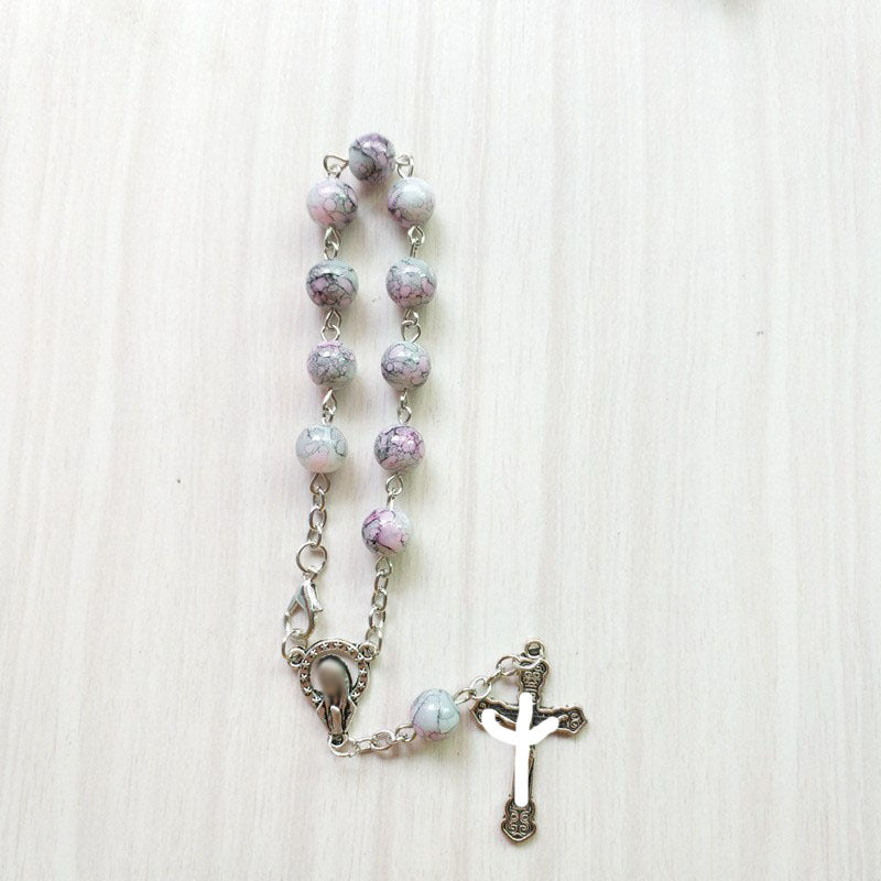 Small Glass Pattern Bead Cross Beads Bracelet