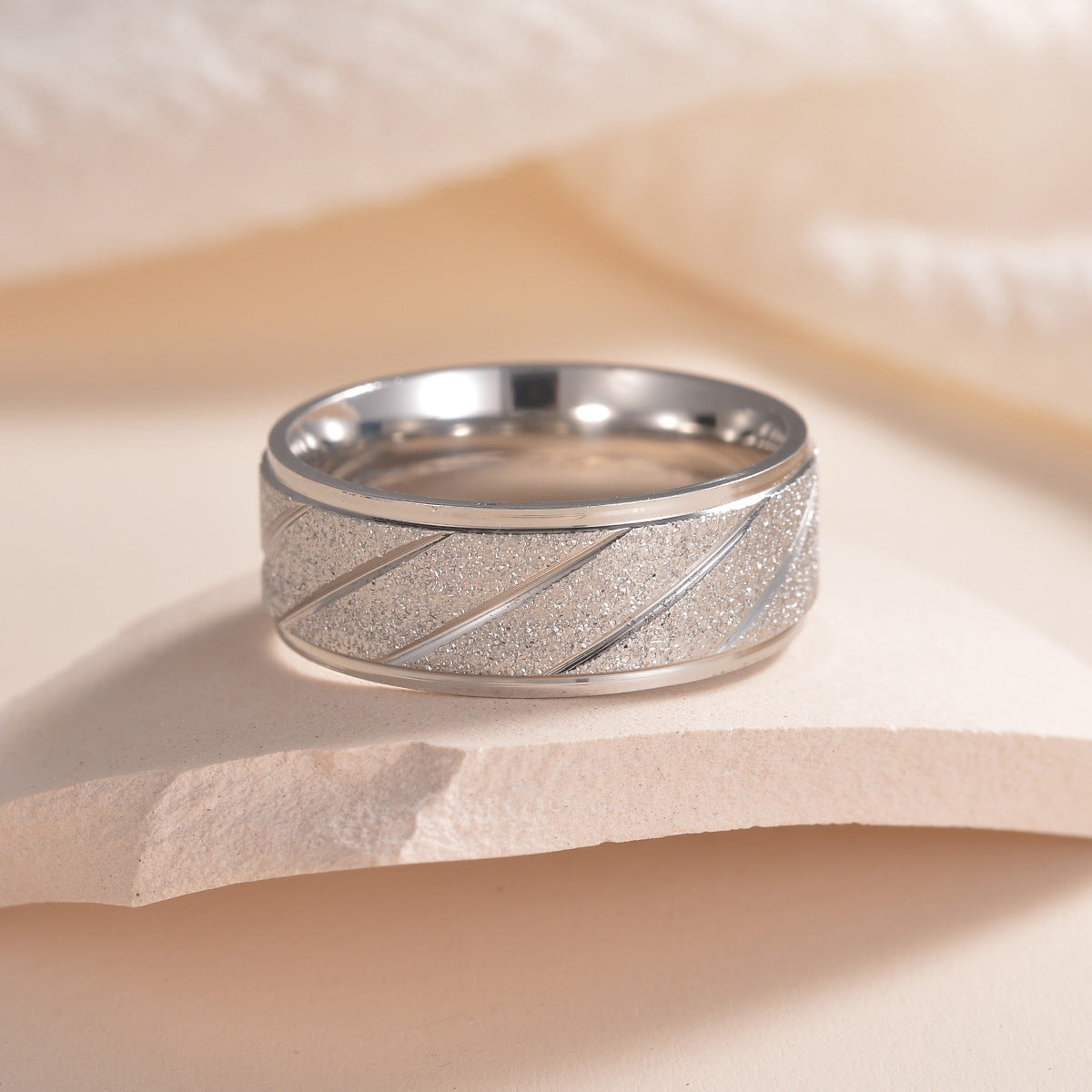 Men's Titanium Steel Ornament Outdoor Wedding Sand Rings