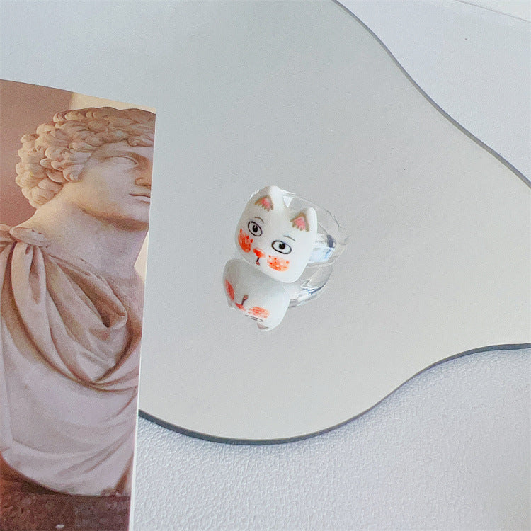 Bear Resin Female Design Sense Niche Rings