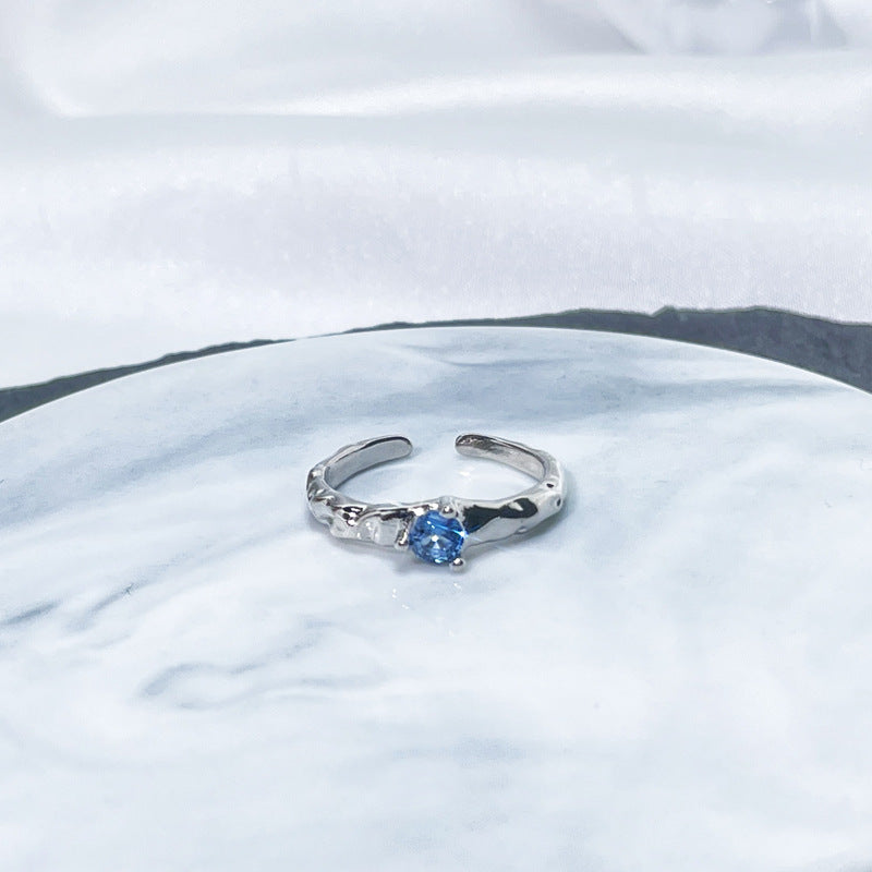 Female Niche Irregular Blue Series Simple Refined Stylish Versatile Rings