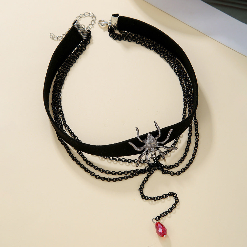 Ornaments Sweet Cool Style Ruby Spider Necklaces