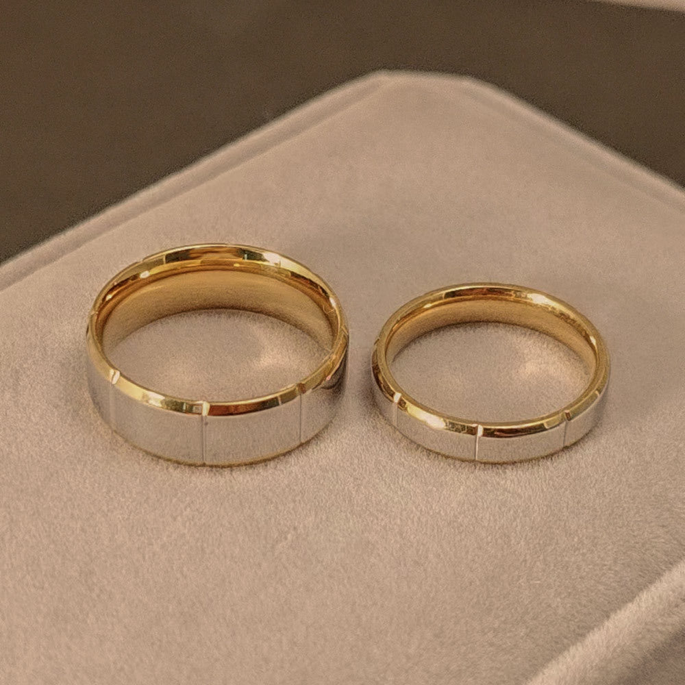 Women's Personalized Gold Simple Titanium Steel Couple Rings
