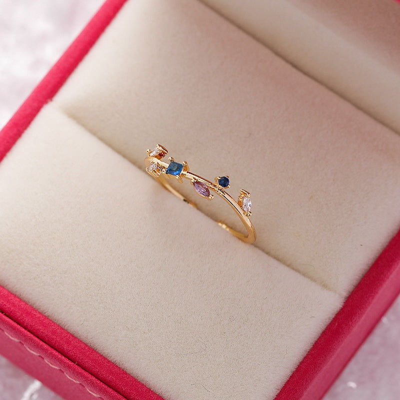 Women's High-grade Sweet Love Heart Flowers Open Rings