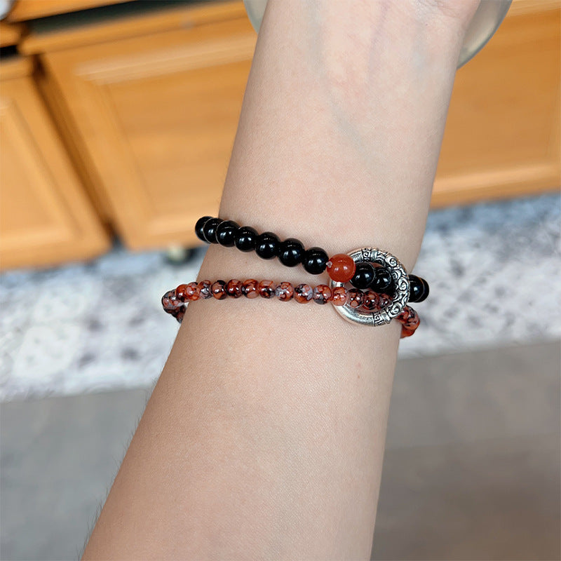 Women's Style Zen Beaded Double Layered Ink Painting Bracelets