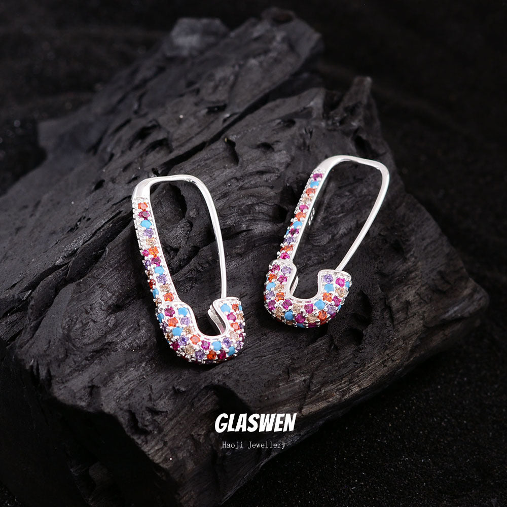 Layer Colorful Crystals Alphabet Letter Female Style Light Earrings