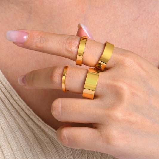 Women's Simple Wide Face Fashion Tail Gold Rings