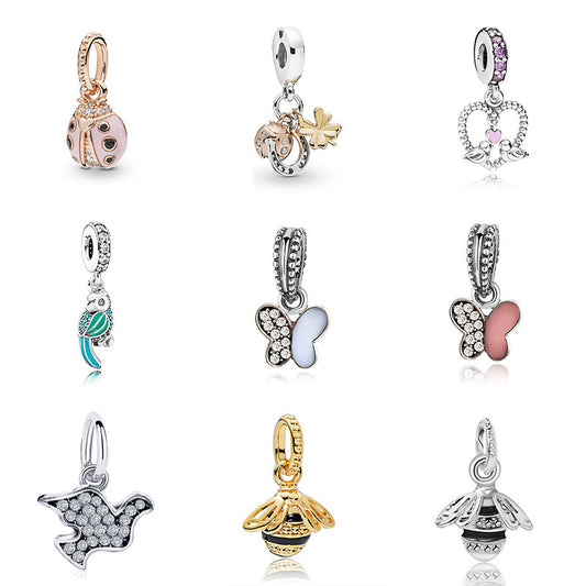 Animal Collection Cute Ladybug Butterfly Bird Bee Alloy Beads Pendants