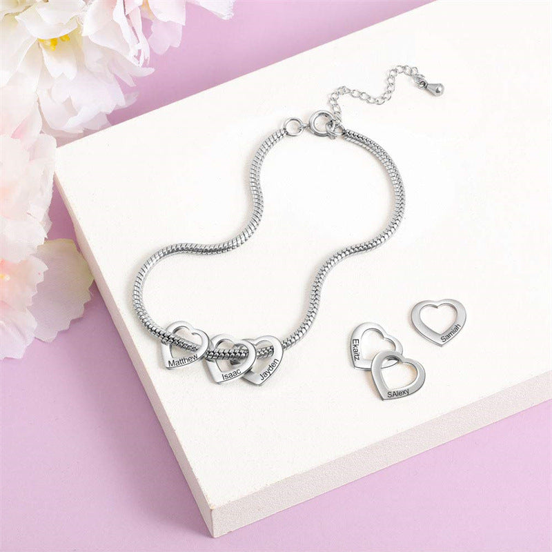 Women's Stainless Steel Heart Shaped Love Name Bracelets