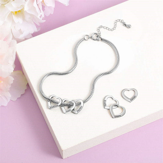 Women's Stainless Steel Heart Shaped Love Name Bracelets