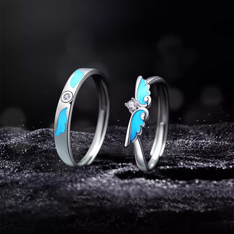 Wings Couple Design High Sense Luminous Gift Present Rings