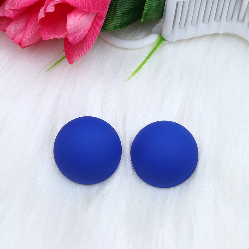 Color Round Circle Three-dimensional Spray Paint Simple Fashion Earrings