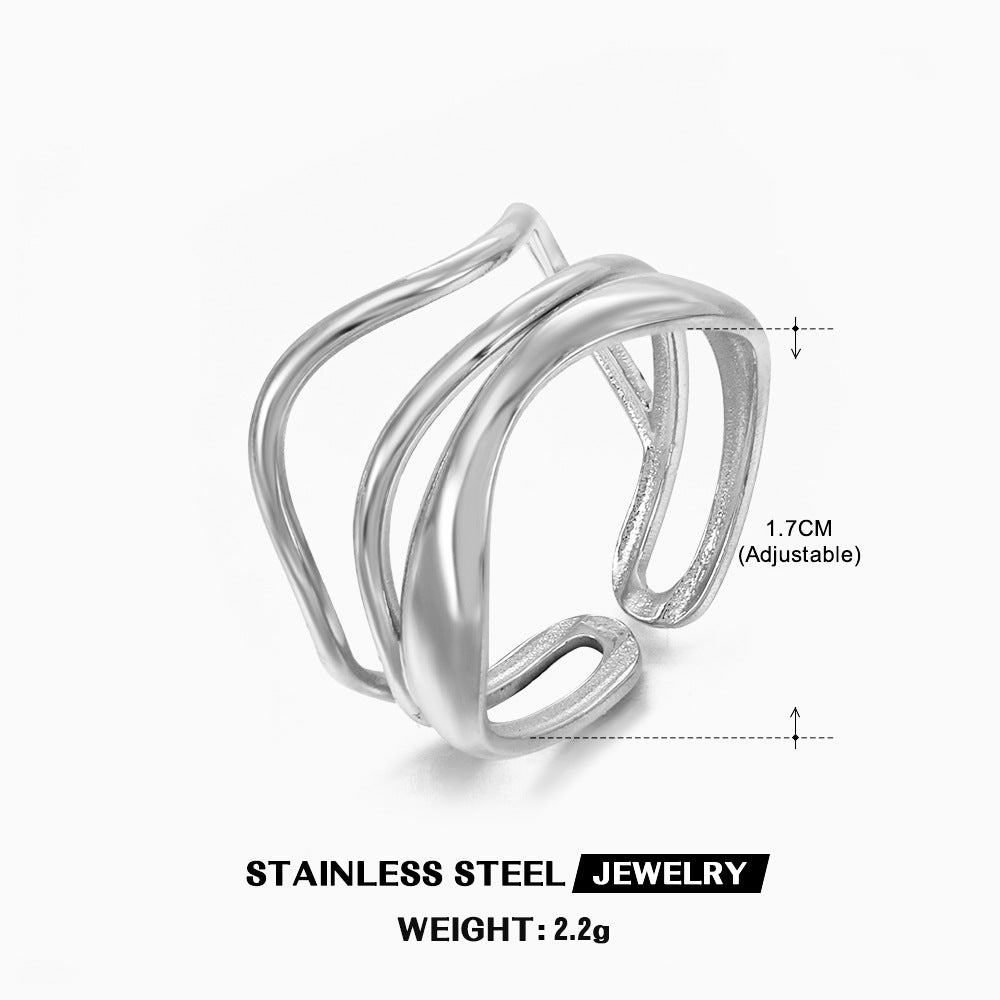 Steel Female Temperamental Popular Gold-plated Line Rings