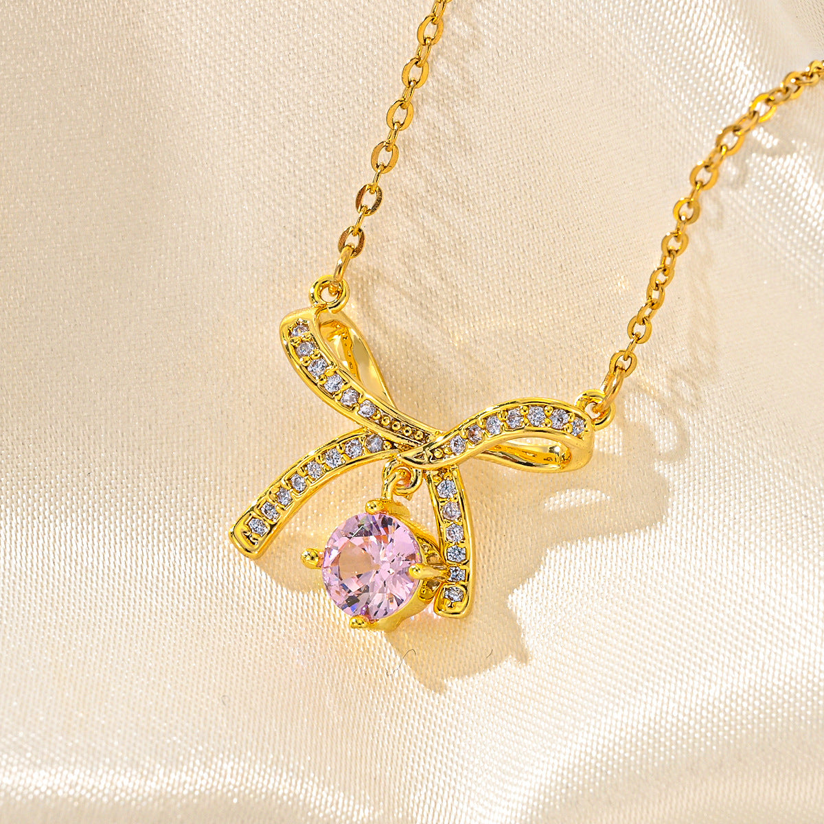 Women's Regular Chain Gang Drill Electroplated Bow Necklaces