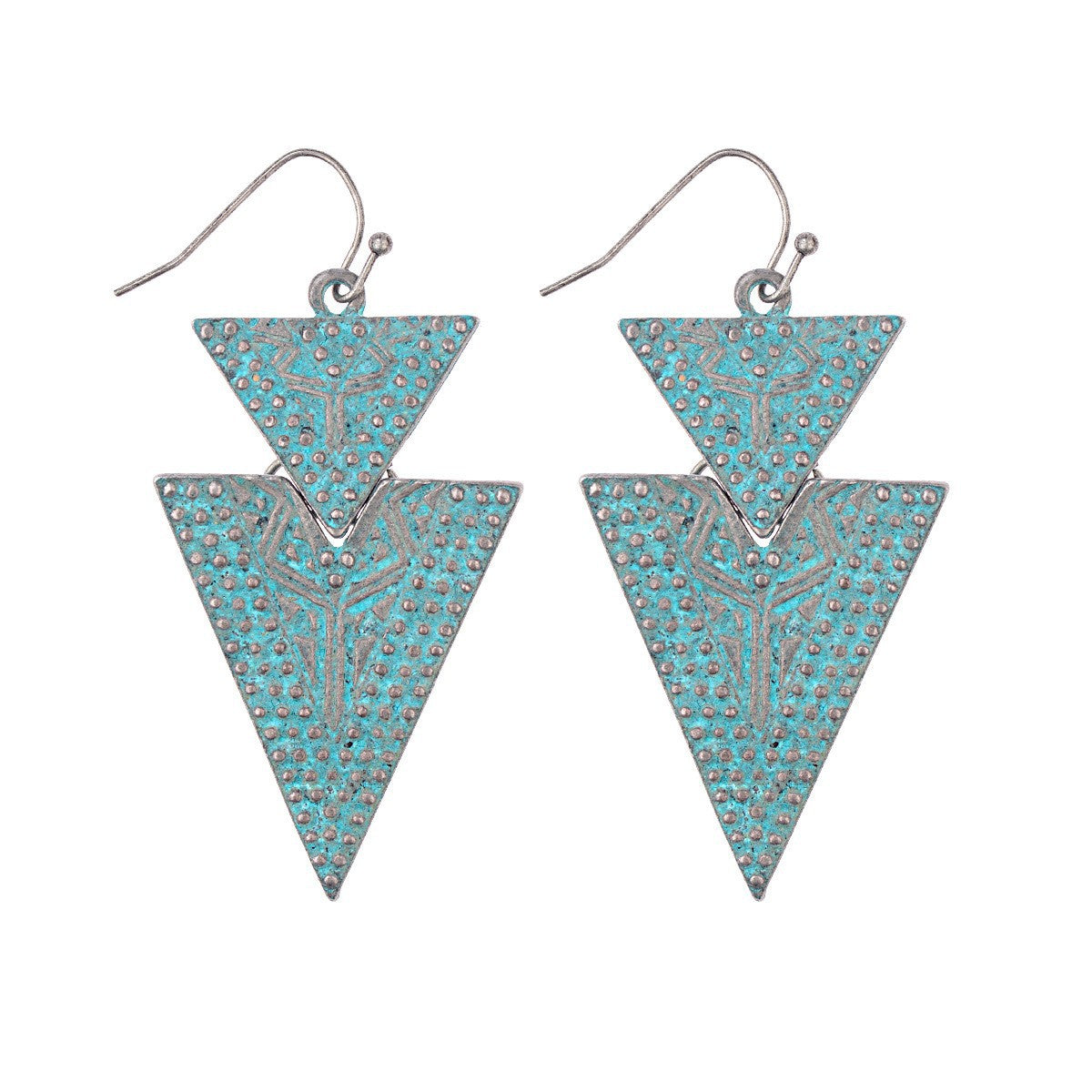 Women's Turquoise Hollow Tassel Alloy Geometric Classic Ethnic Earrings