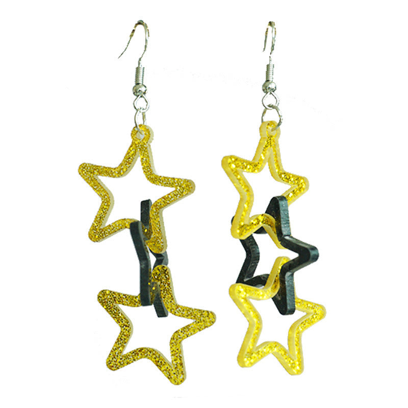 Celebration Year's Day Cross Fireworks Champagne Earrings