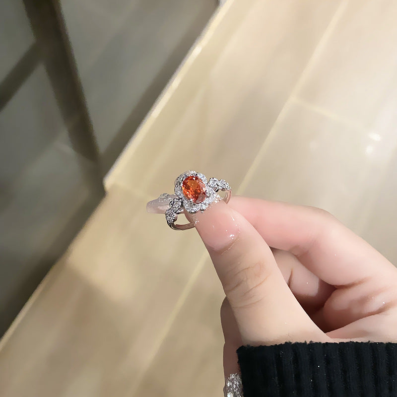 Diamond Zircon Female Exquisite Oval Sweet Rings